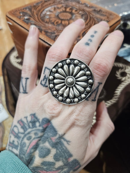 Pink Concho Flower Cluster Ring main image 1