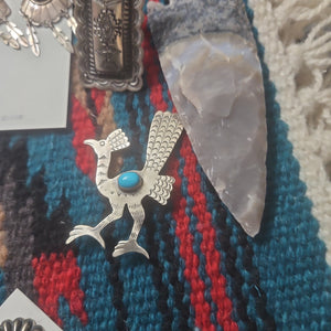 Turquoise Road runner Pin Pendant Combo