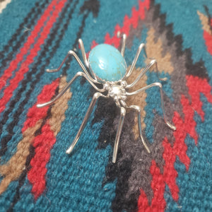 Huge Turquoise Spider Pin