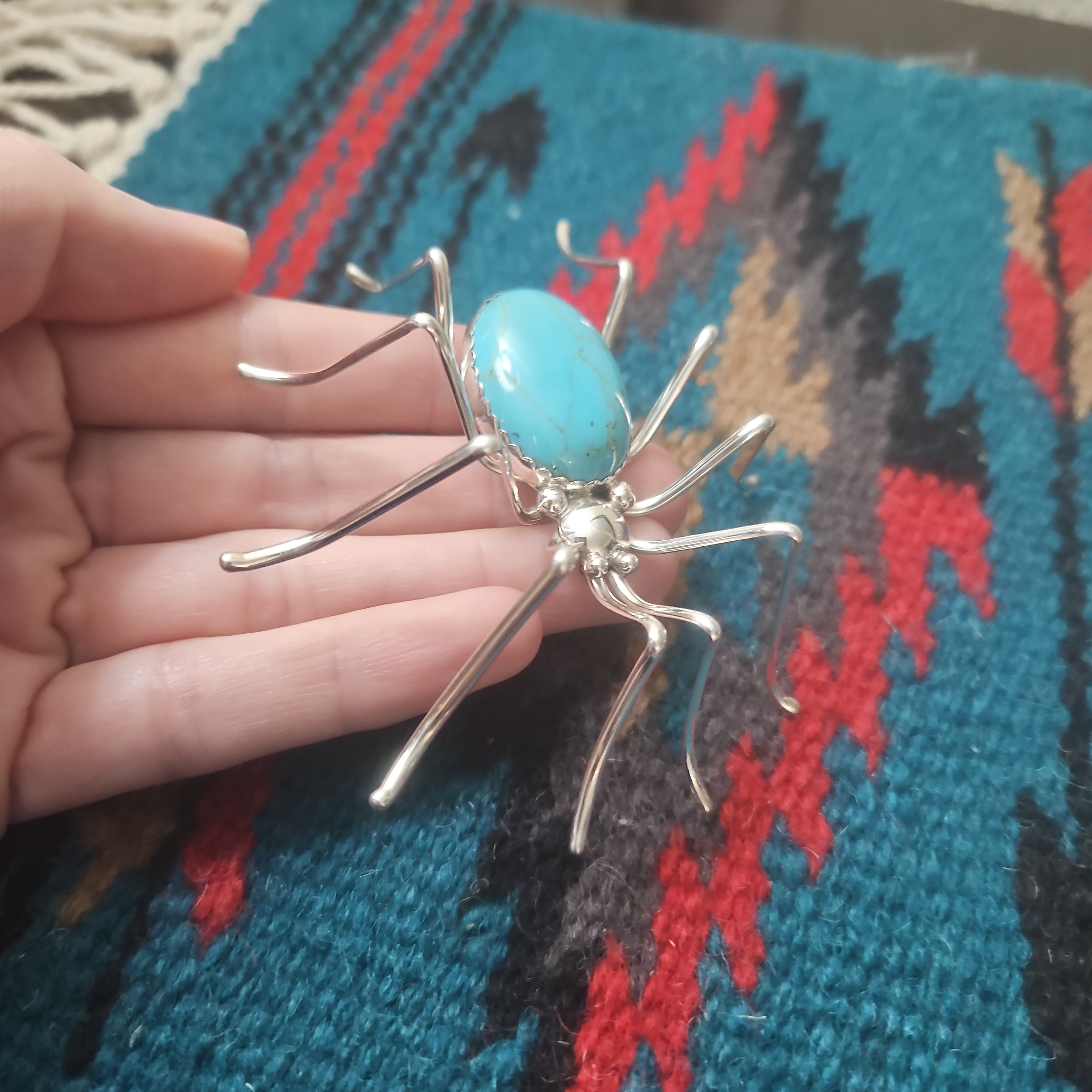 Huge Turquoise Spider Pin