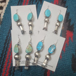 Chunky Turquoise Squash Blossom Earrings SALE