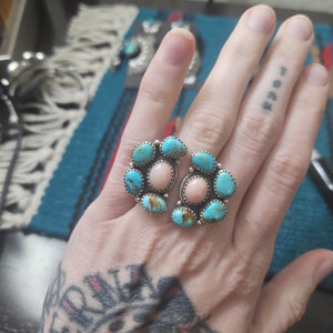 Turquoise and Pink Reverse Ring SALE