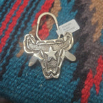 Thick Sterling Cow Skull Keychain