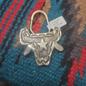 Thick Sterling Cow Skull Keychain SALE