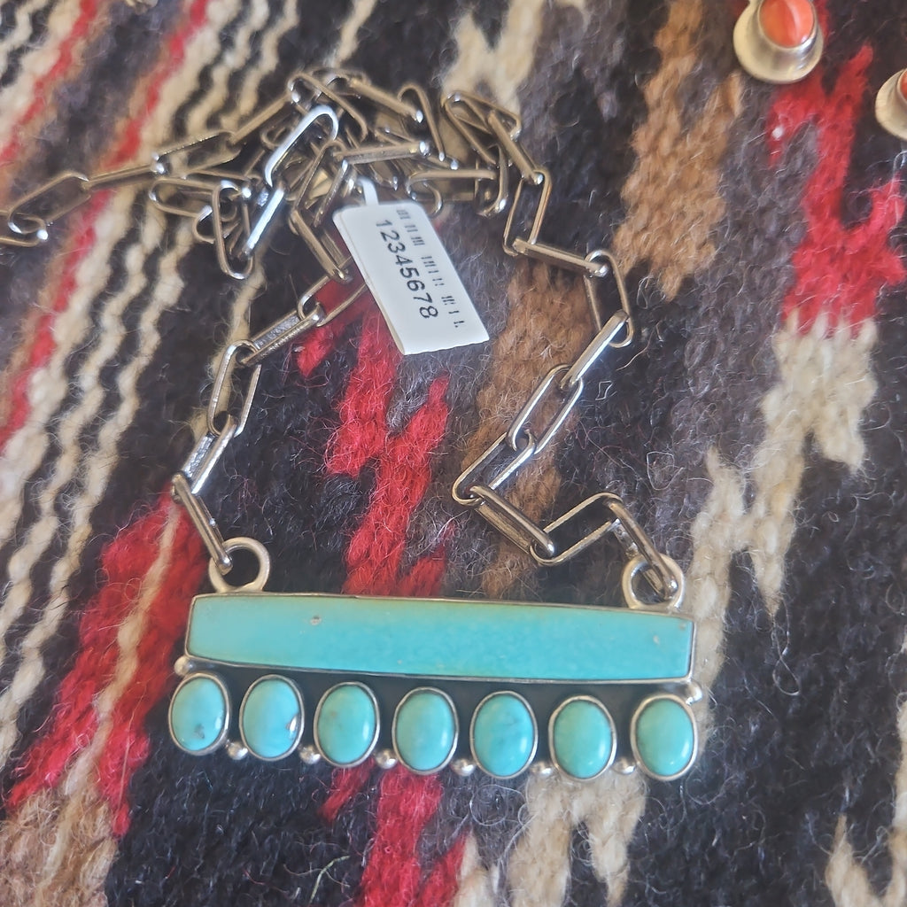 Turquoise Bar Cluster Necklace