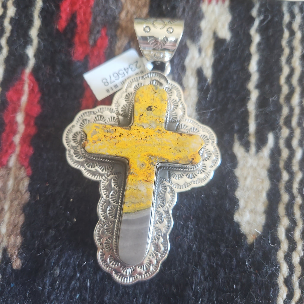 Yellow Bumblebee Jasper Cross Pendant reserved