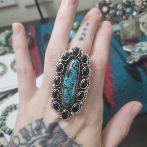 Turquoise Onyx Cluster Ring