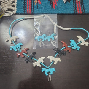 Horse Fetish Necklace and Earrings Set