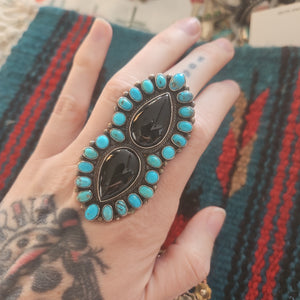 Turquoise Onyx Cluster Ring