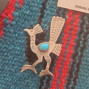 Turquoise Roadrunner Pin/ Pendant