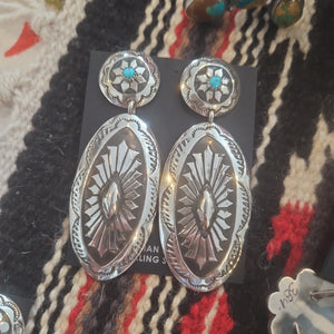 Turquoise Sunflower Concho Earrings