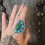 Turquoise and Green Cluster Ring