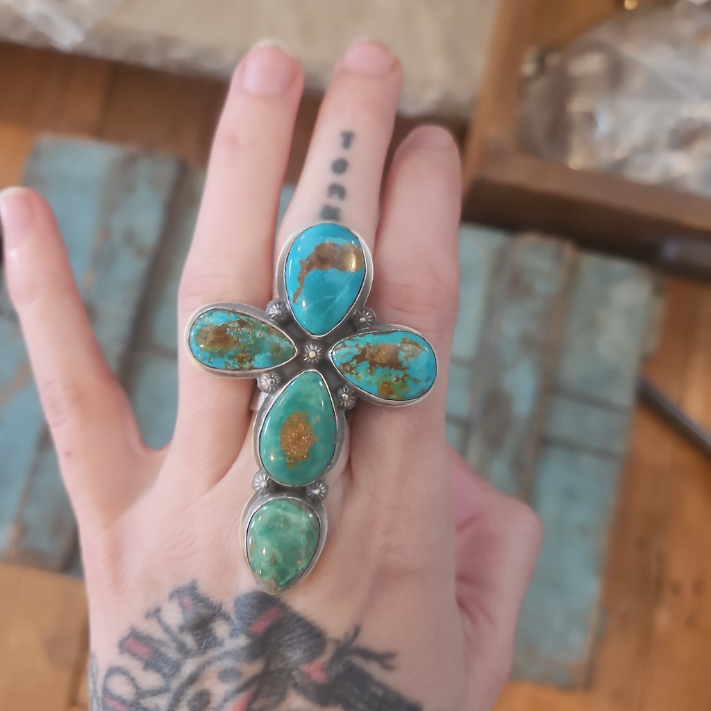 Turquoise Cross Ring