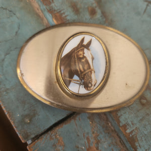 Vintage Horse Cameo Belt Buckle