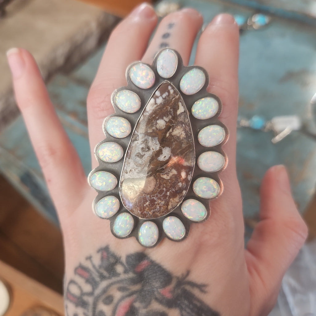 Opal Cluster Statement Ring
