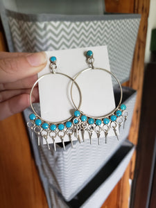 Turquoise Chandelier Hoop Earrings