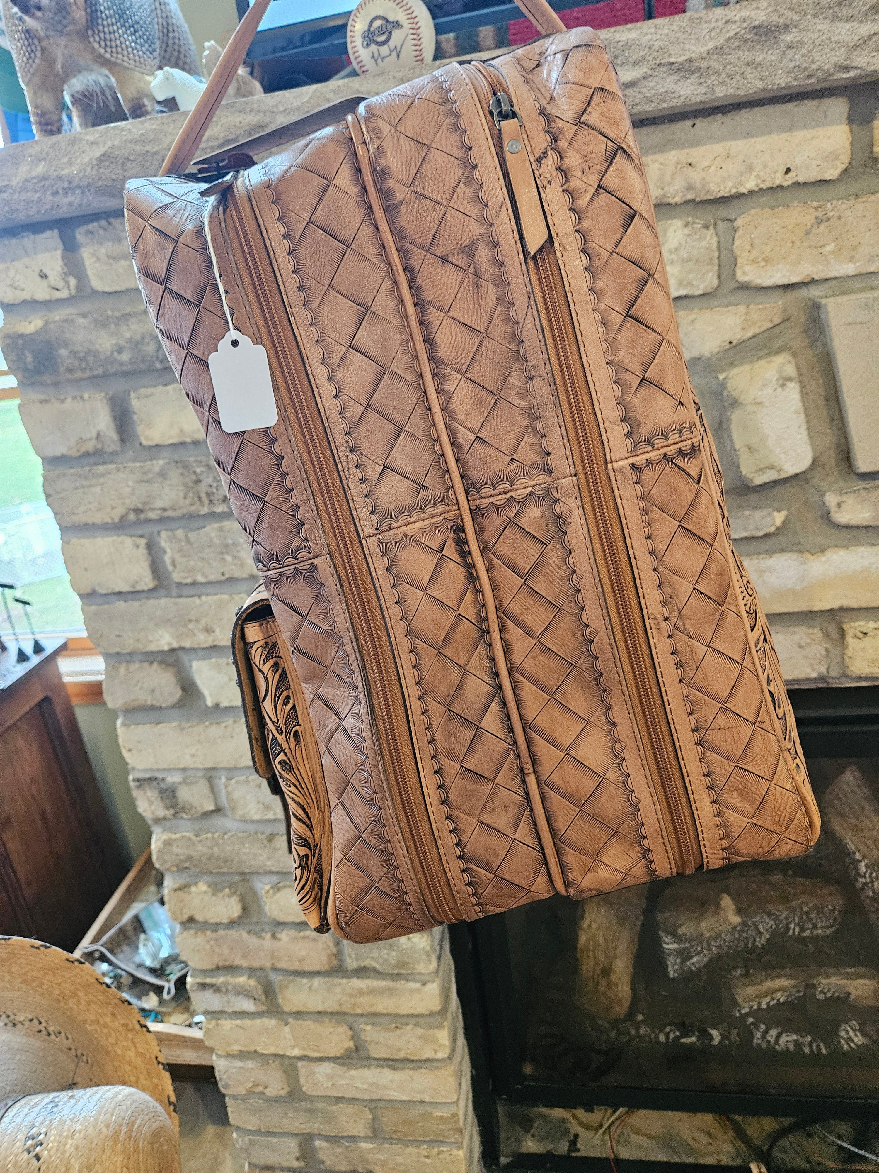 Tooled leather Cowboy Boot Travel Bag