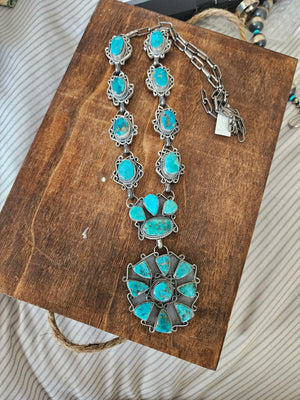 Turquoise Cluster Lariat Necklace SALE