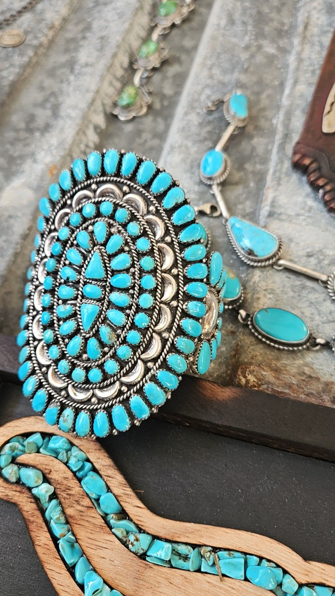 Vintage Turquoise Cluster Cuff