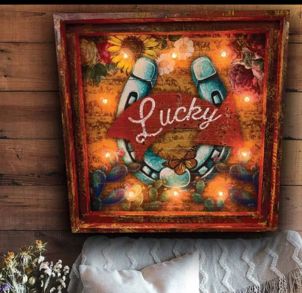 Large Lighted Lucky Marquee 24x24"