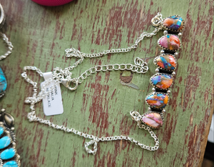 Pink Dahlia Bar Necklace SALE