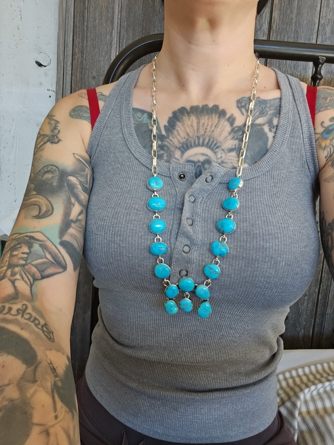 Turquoise Squash Blossom Necklace SALE