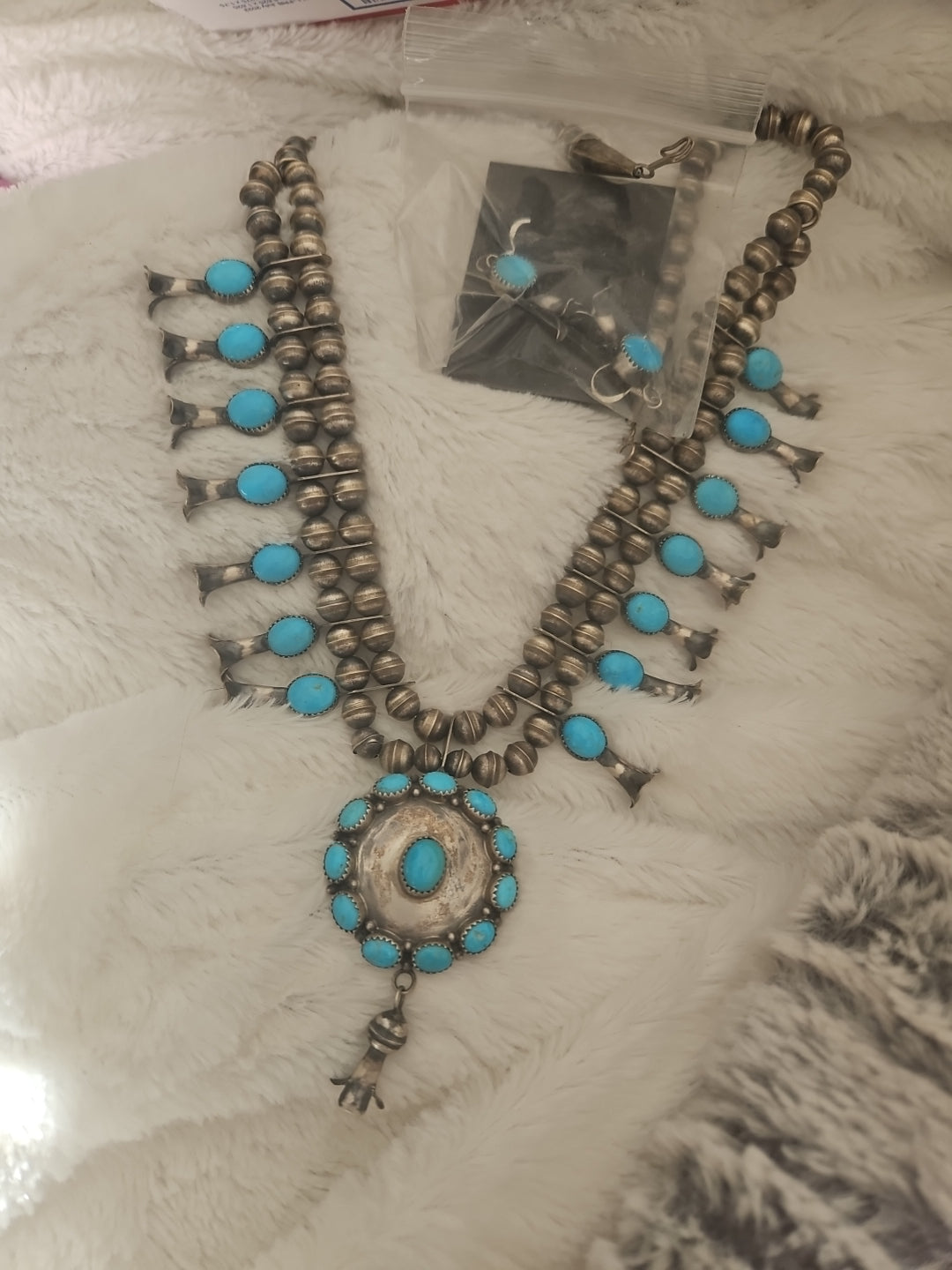 Vintage Turquoise Squash Blossom Set SALE