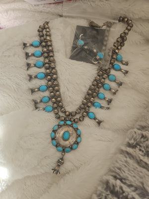 Vintage Turquoise Squash Blossom Set SALE