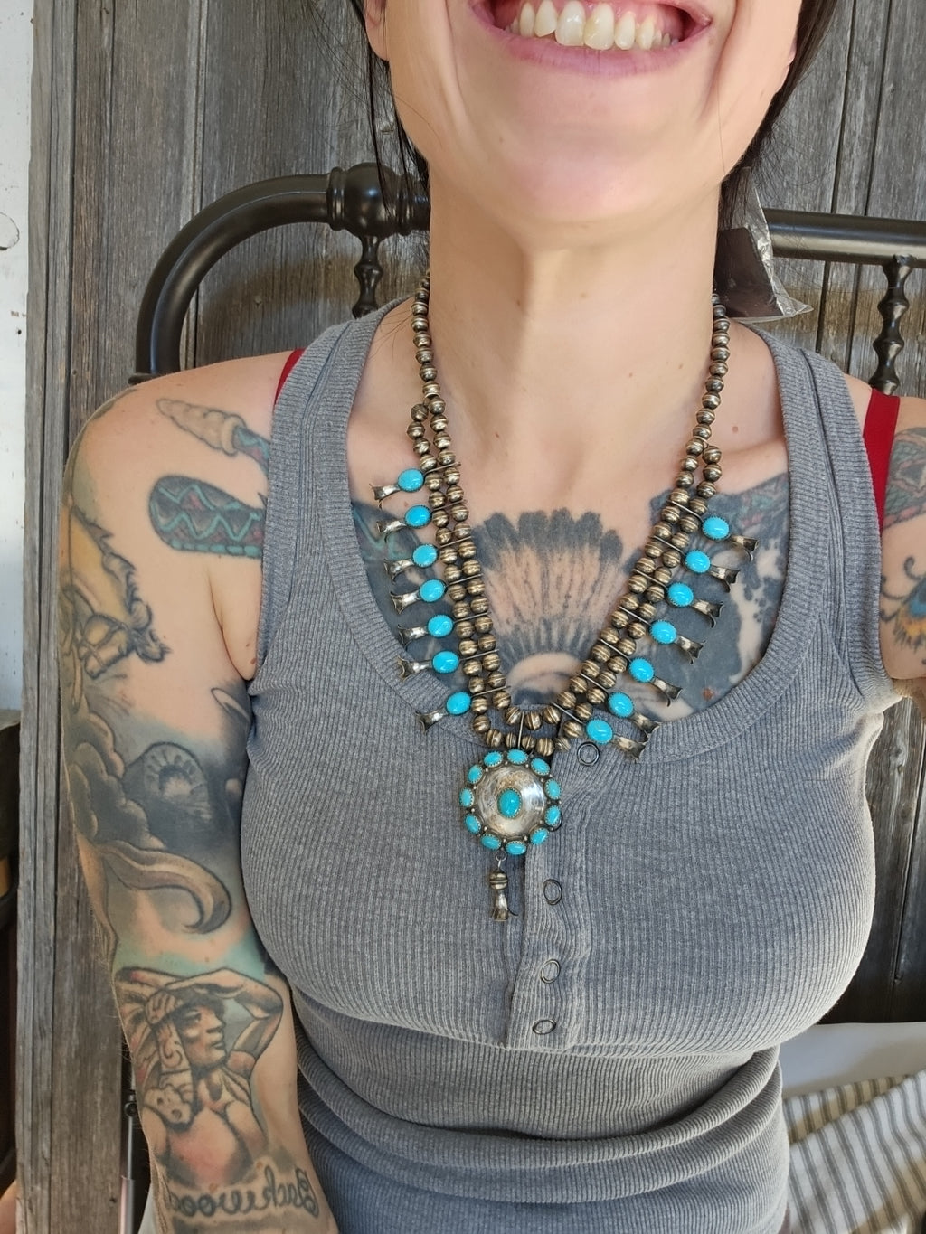 Vintage Turquoise Squash Blossom Set SALE