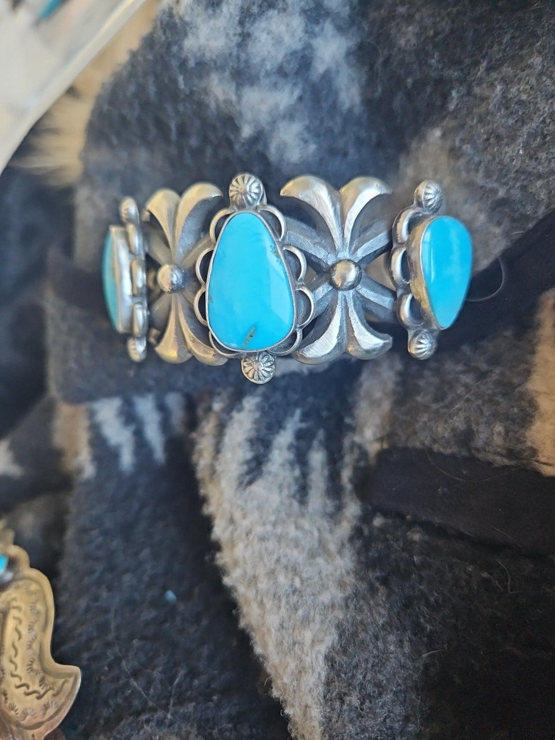 Turquoise Sandcast Chimney Butte Cuff