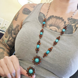 Turquoise Amber Cluster Lariat SALE