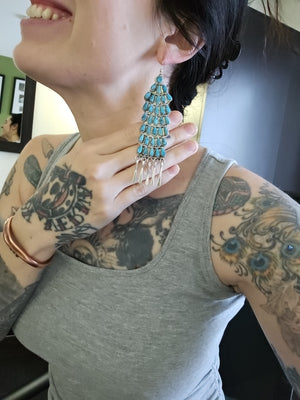 Big Turquoise Chandelier Cluster Earrings SALE