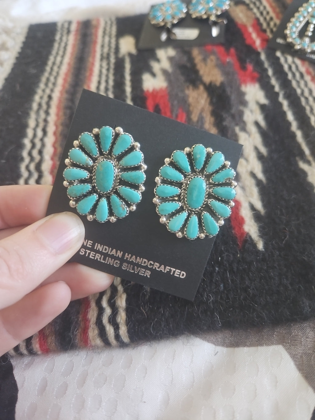 Chunky Turquoise Cluster Earrings