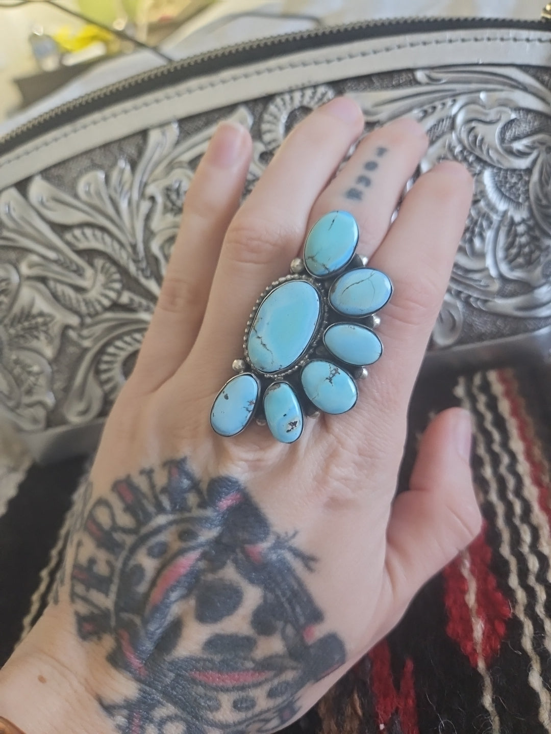 Golden Hills Turquoise Cluster Ring SALE