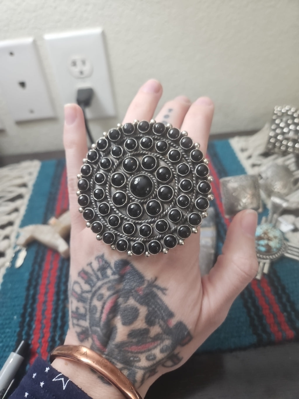 Huge Onyx Cluster Ring