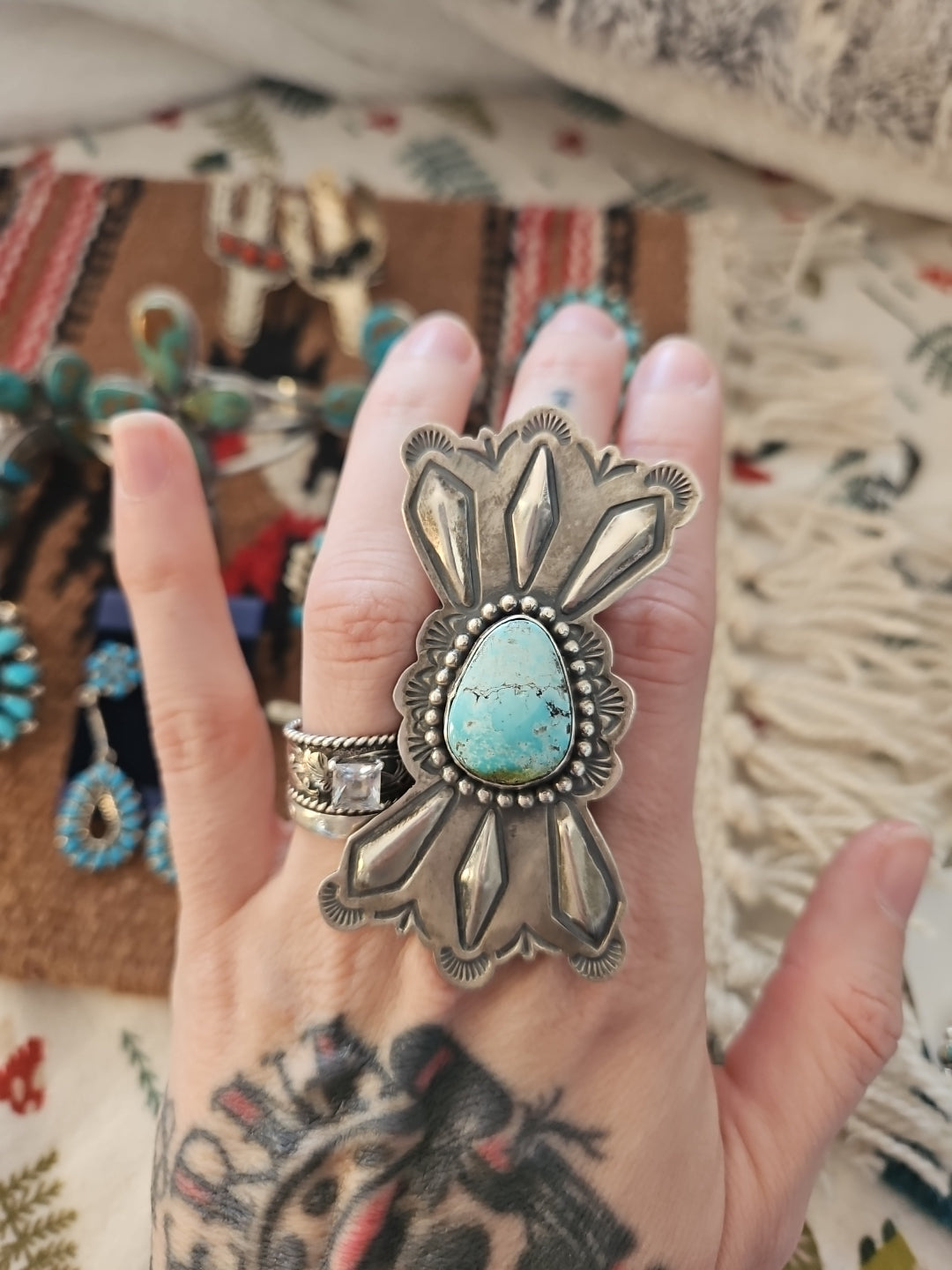 Turquoise Concho Ring SALE Golden Hills