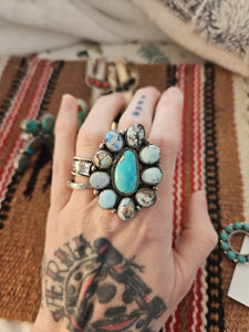 Golden Hills Turquoise Cluster Ring