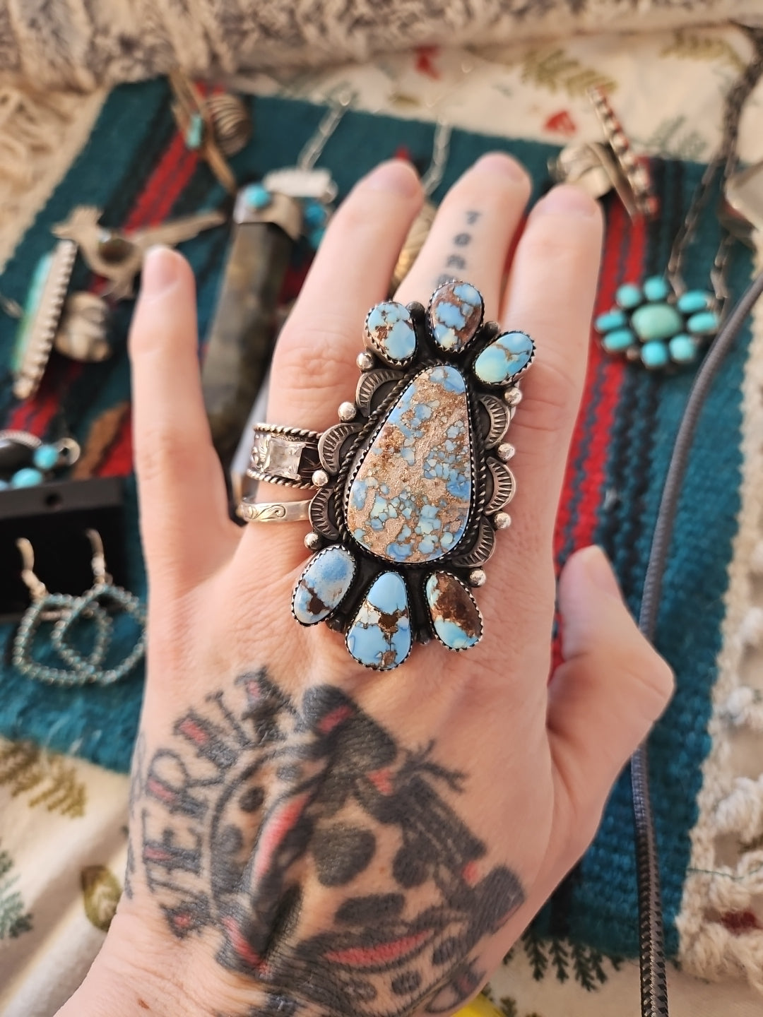 Golden Hills Turquoise Cluster Ring