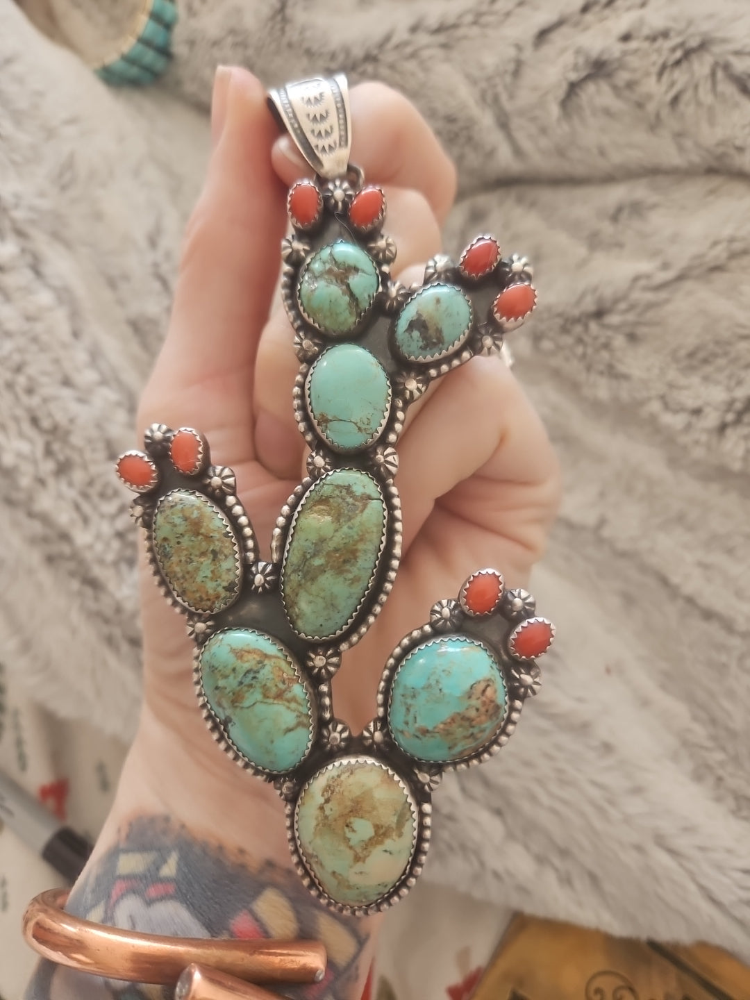 Turquoise Cactus Pendant