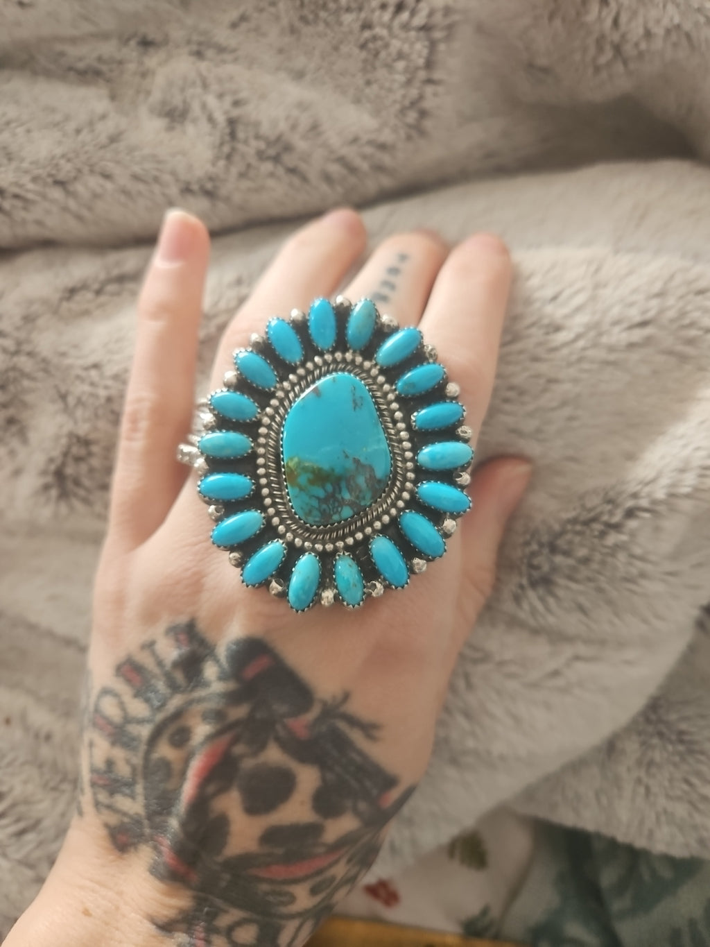 Big Turquoise Cluster Ring