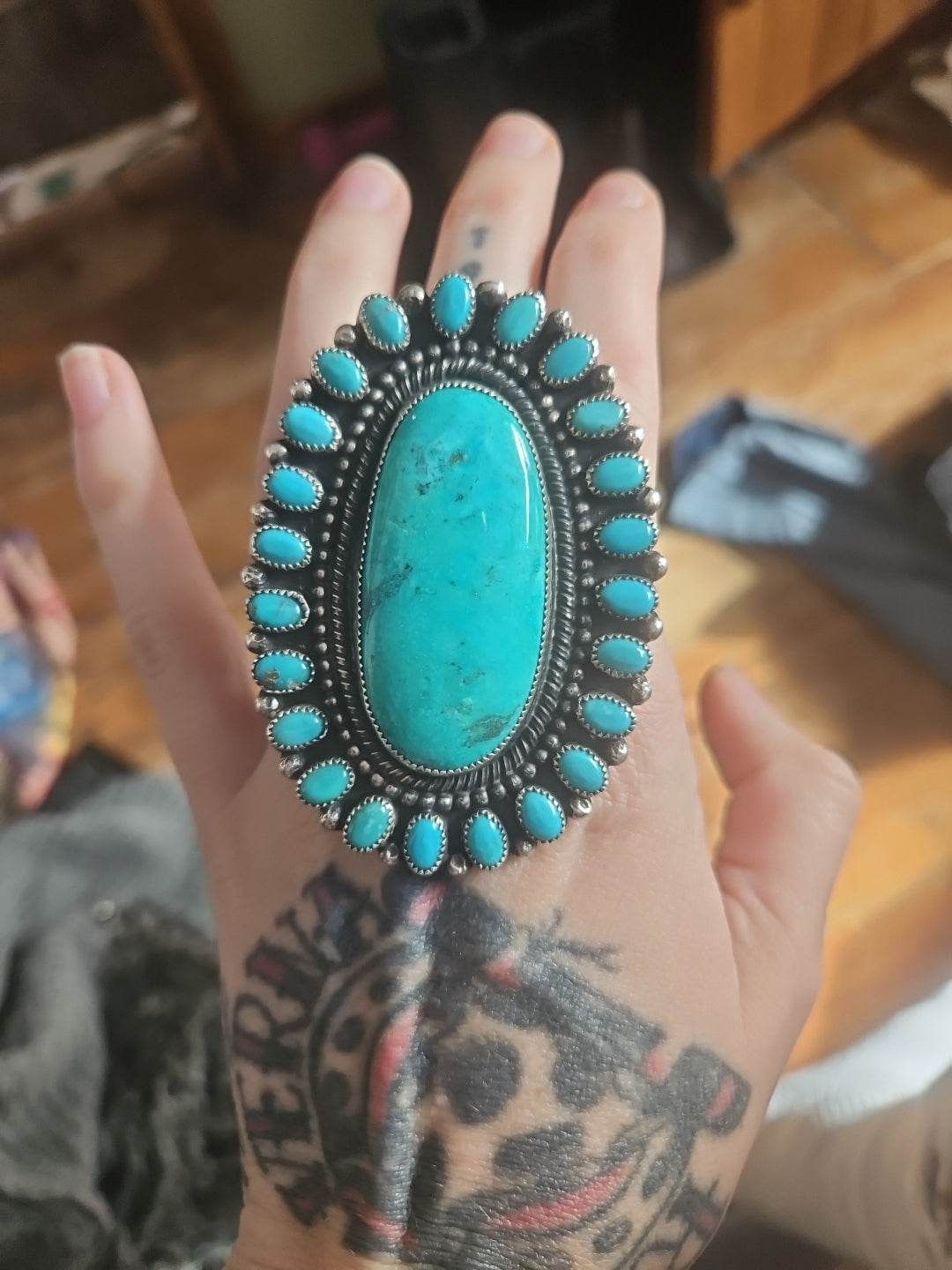 Turquoise Cluster Statement Ring