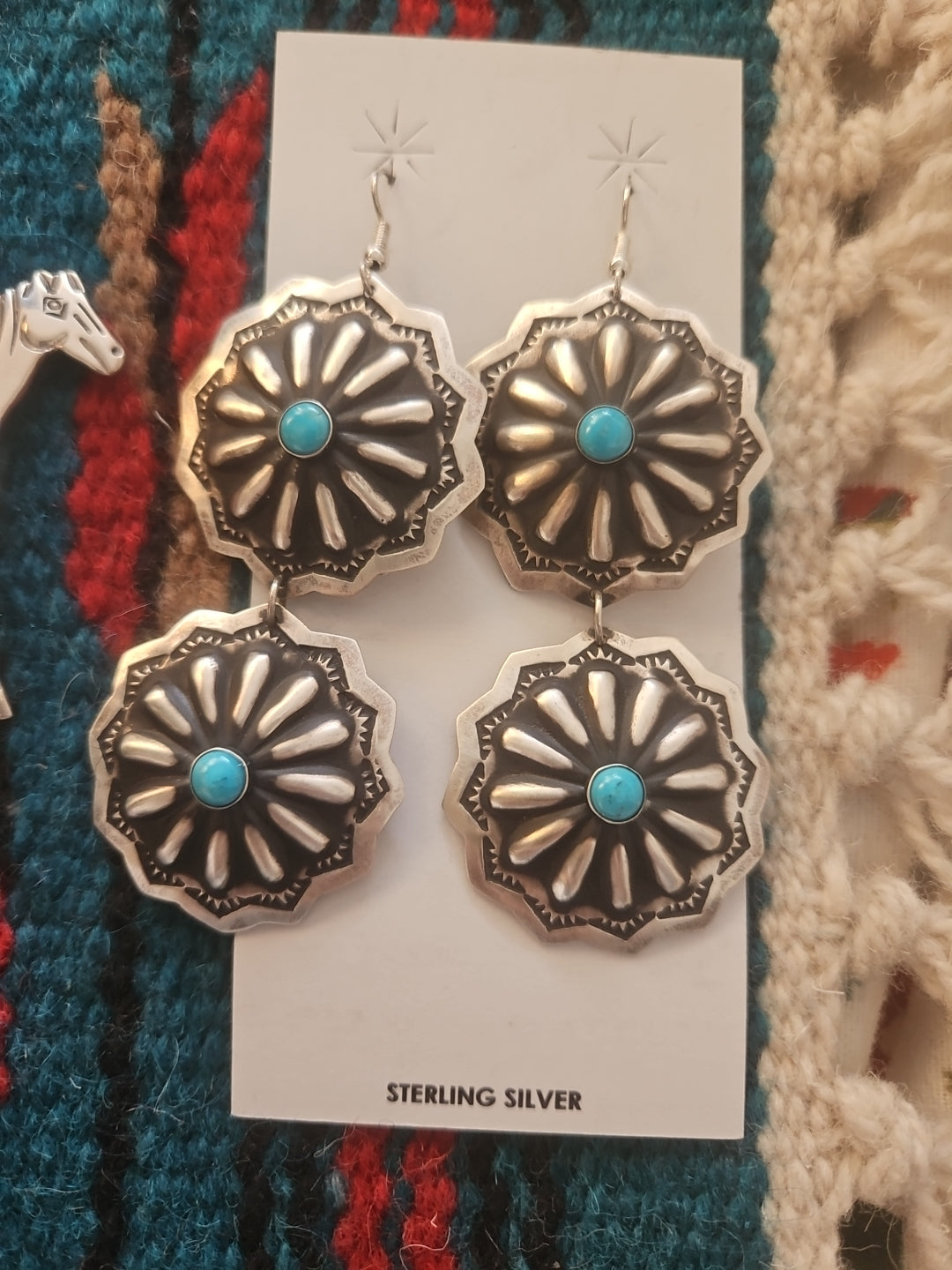 Turquoise Dangle Concho Earrings SALE