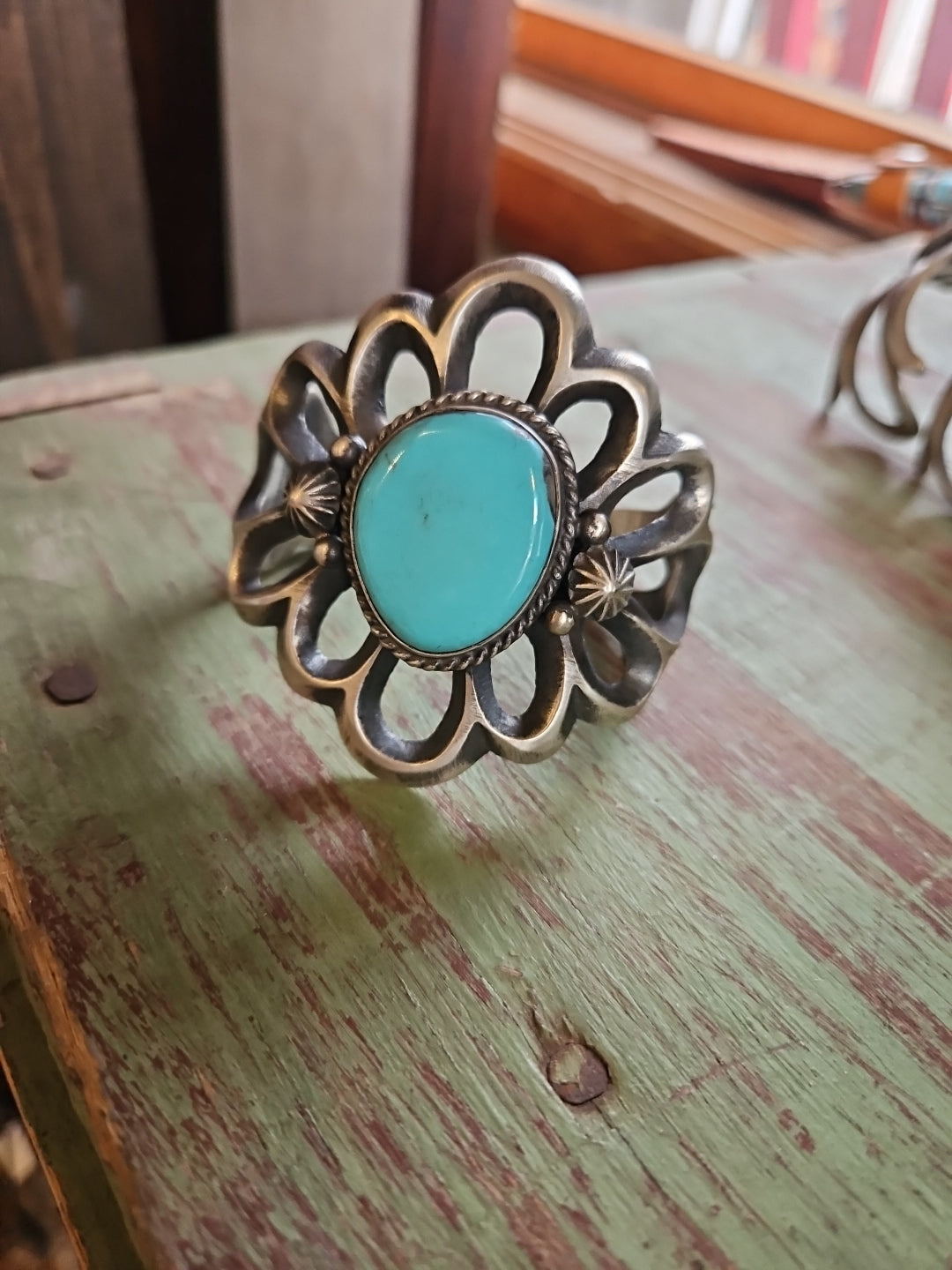 Sandcast Turquoise Chimney Butte Cuff