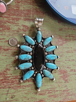 Huge Turquoise Onyx Chimney Butte Pendant SALE
