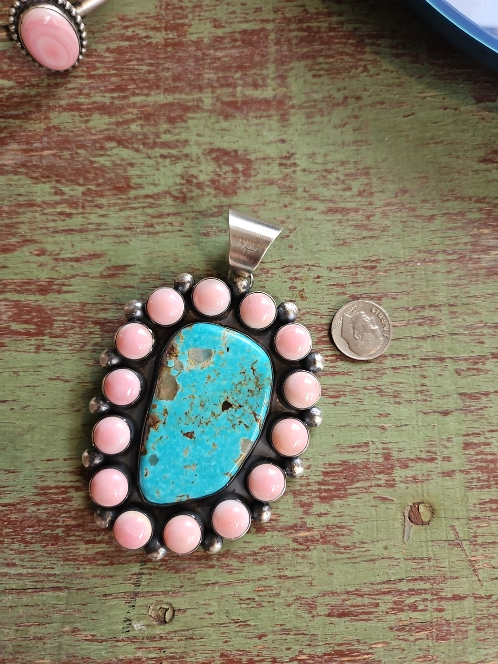 Turquoise and Pink Cotton Candy Pendant