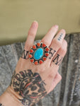 Turquoise Coral Cluster Ring