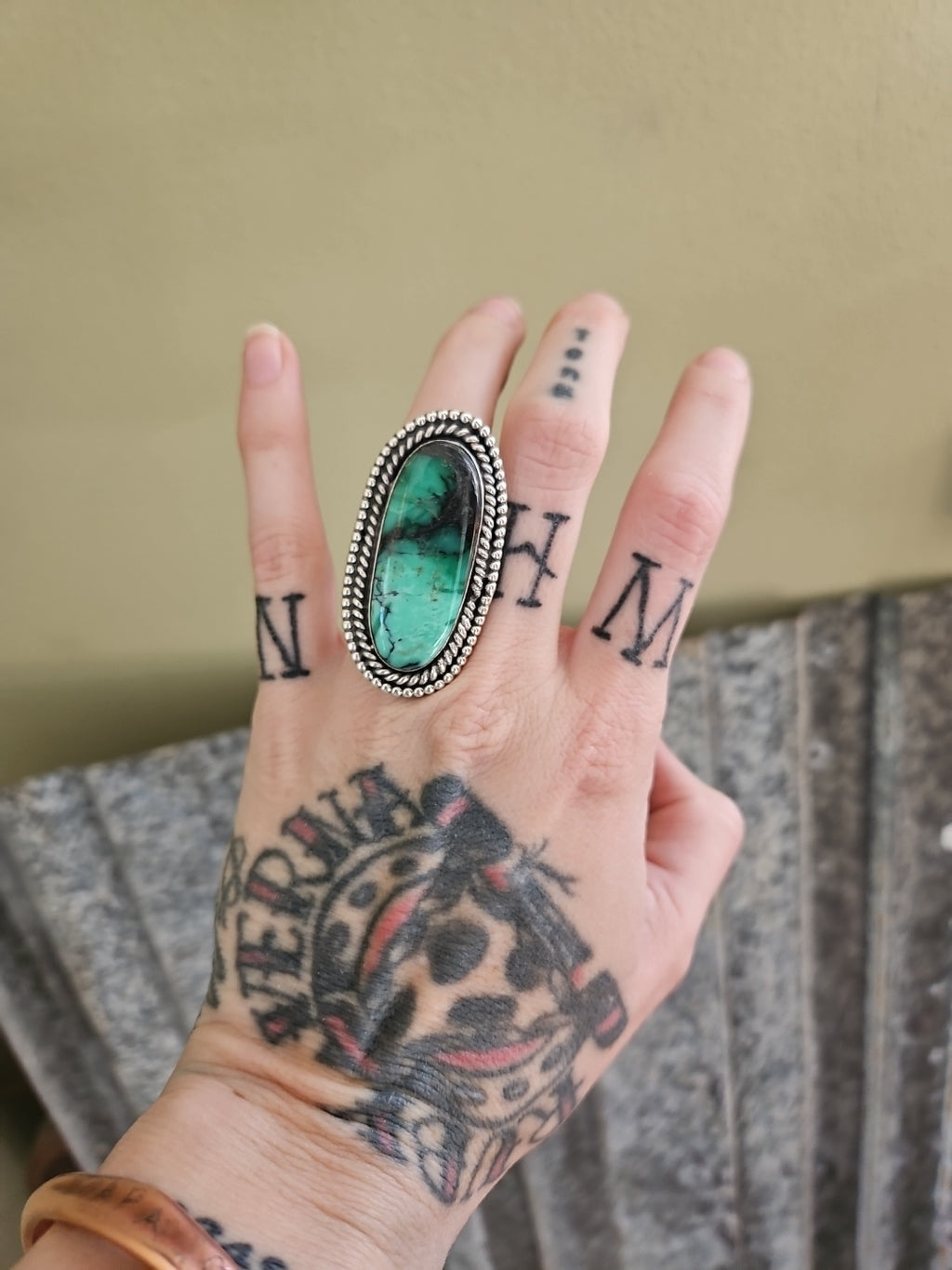 Emerald Rose Variscite Statement Ring