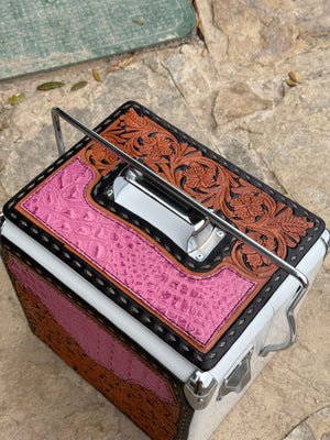 Retro Rodeo White Cooler- Pink Gator