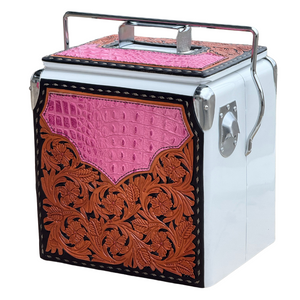 Retro Rodeo White Cooler- Pink Gator