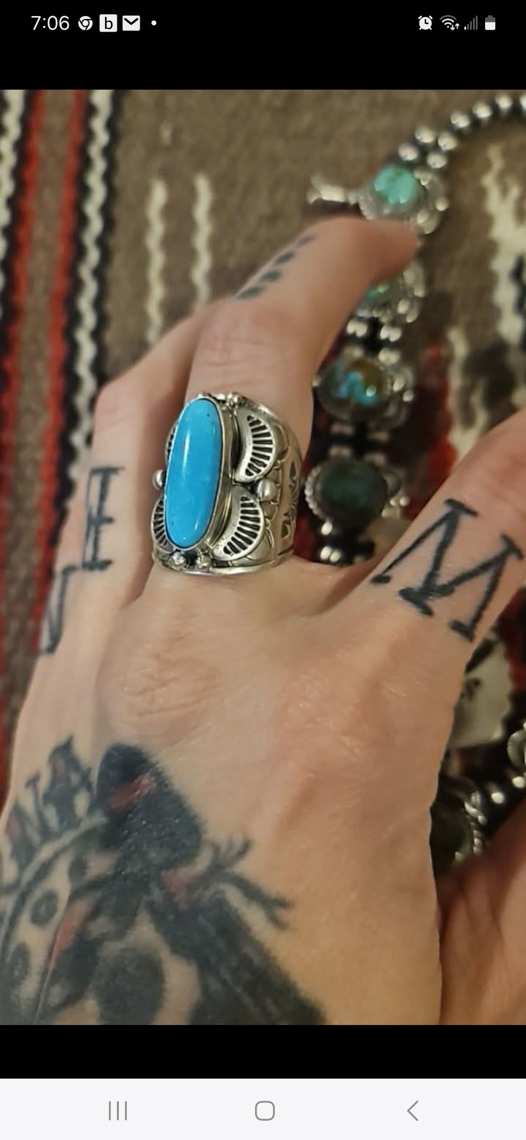 Turquoise Cigar Band Rings